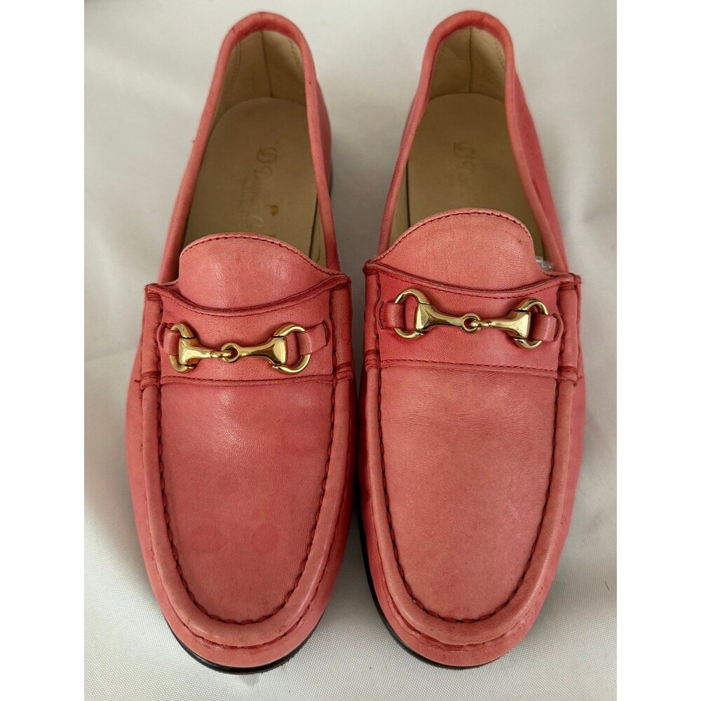 Daniele Lepori Women's Pink Leather Slip-On Loafer Flats Round Toe Logo EU 38